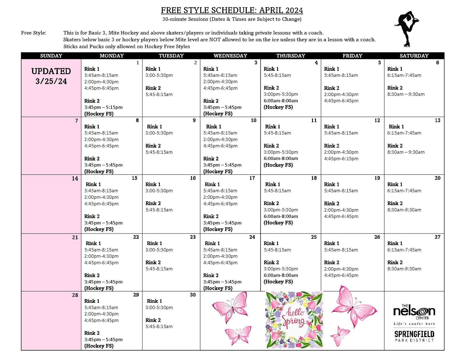 2024 April Free Style Schedule